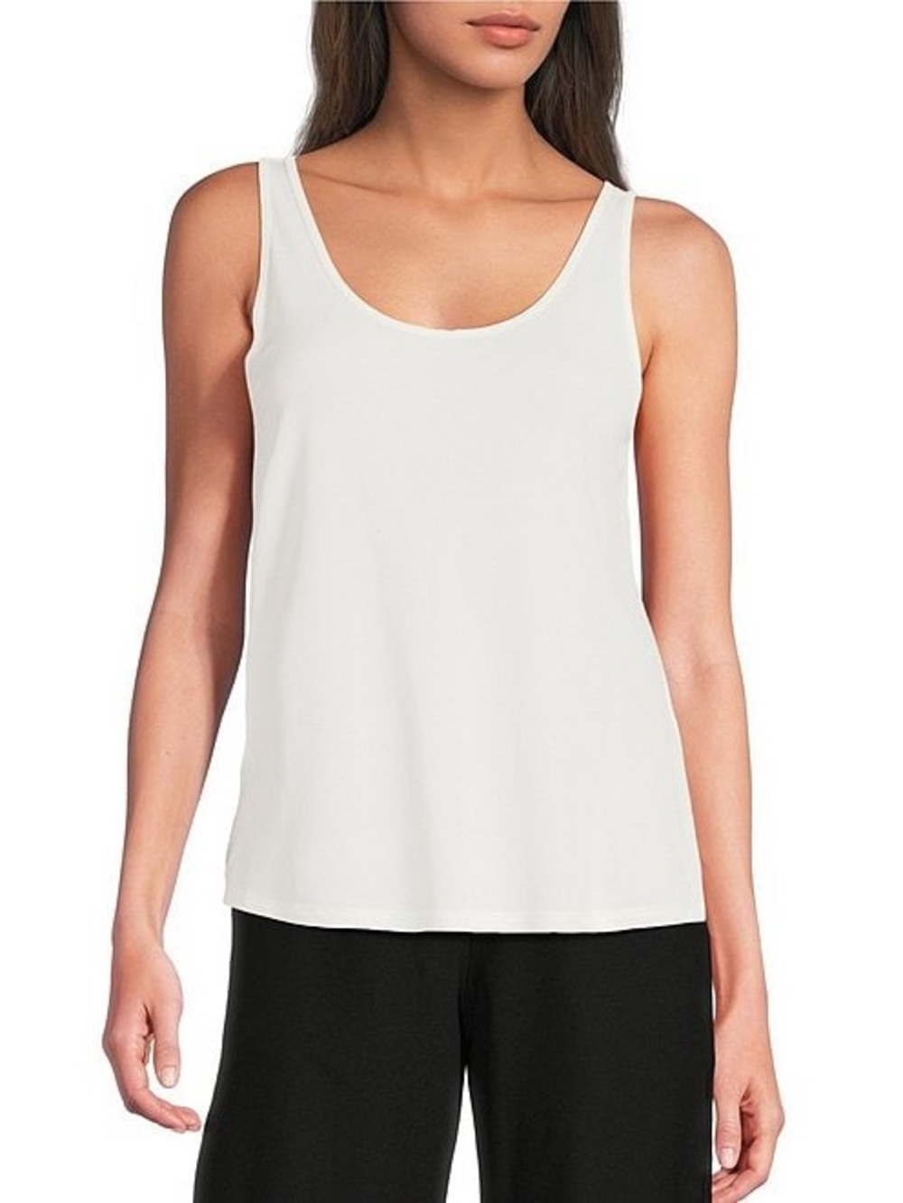 Eileen Fisher White Scoop Neck Stretch Tank Top